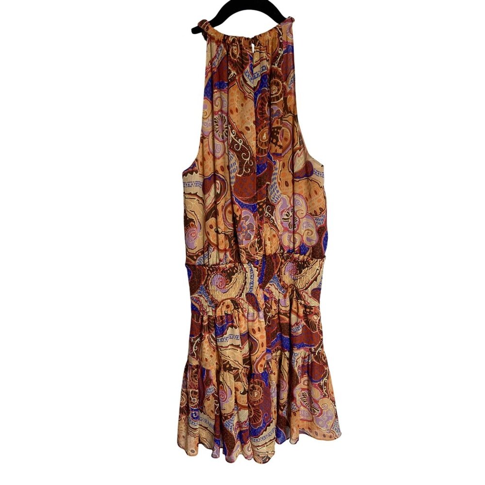 A.L.C. Cory 100% Silk Terracotta Paisley Print Blouson Mini Dress 8 - Picture 3 of 9
